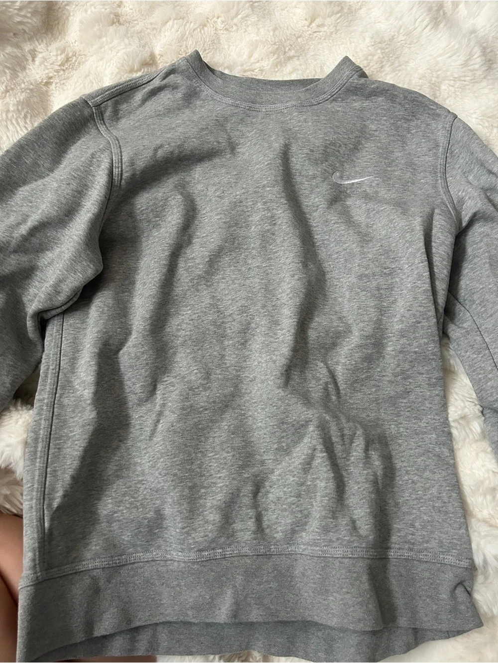 Nike Women’s Grey Crew Sweatshirt with Swoosh